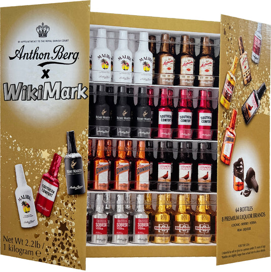 Anthon Berg - Botellitas de Chocolate Rellenas de Licores Originales. 64 Botellas - 1 Kg. Nueva Edición 2025.