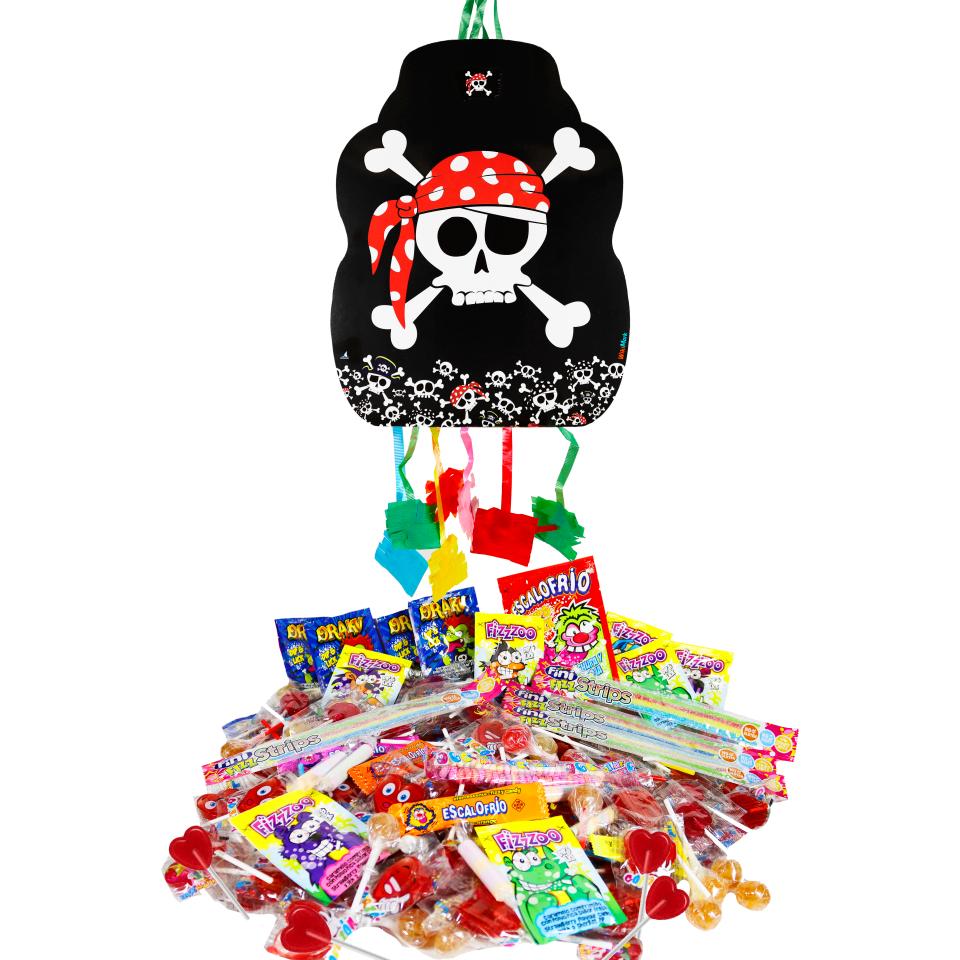 Piñata de Cumpleaños WikiMark con más de 200 Chuches Sin Alérgenos Incluidas para Rellenar la Piñata. Piñata Grande Fiestas Infantiles. Apto para Todos los Niños Sin Gluten y Sin Leche. (PIRATA)
