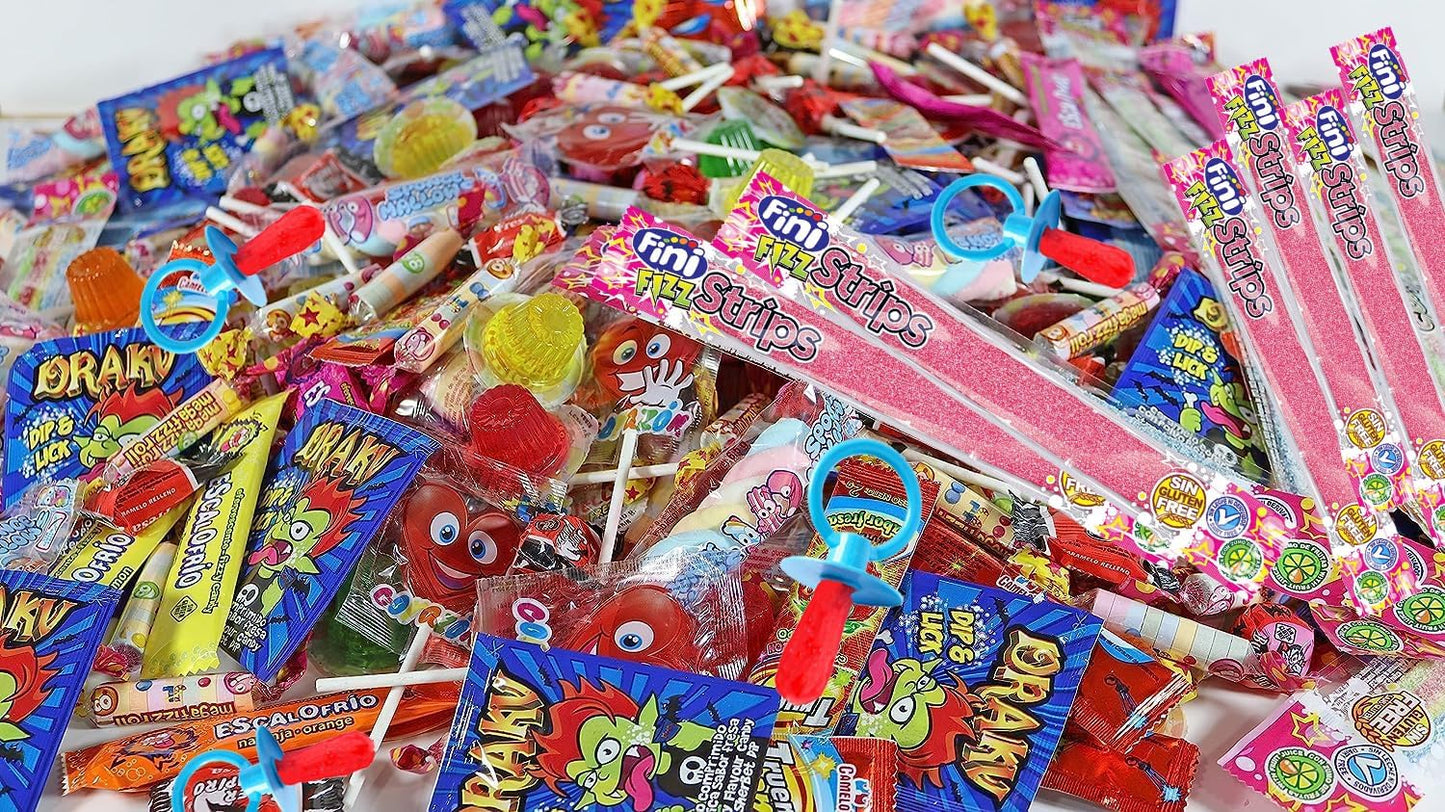 WikiMark Mega Pack 300 Chuches, Golosinas y Caramelos - Sin Alérgenos. para Fiestas de Cumpleaños Infantiles, Navidad, Halloween, Relleno Piñatas - Sin Gluten y Sin Leche.