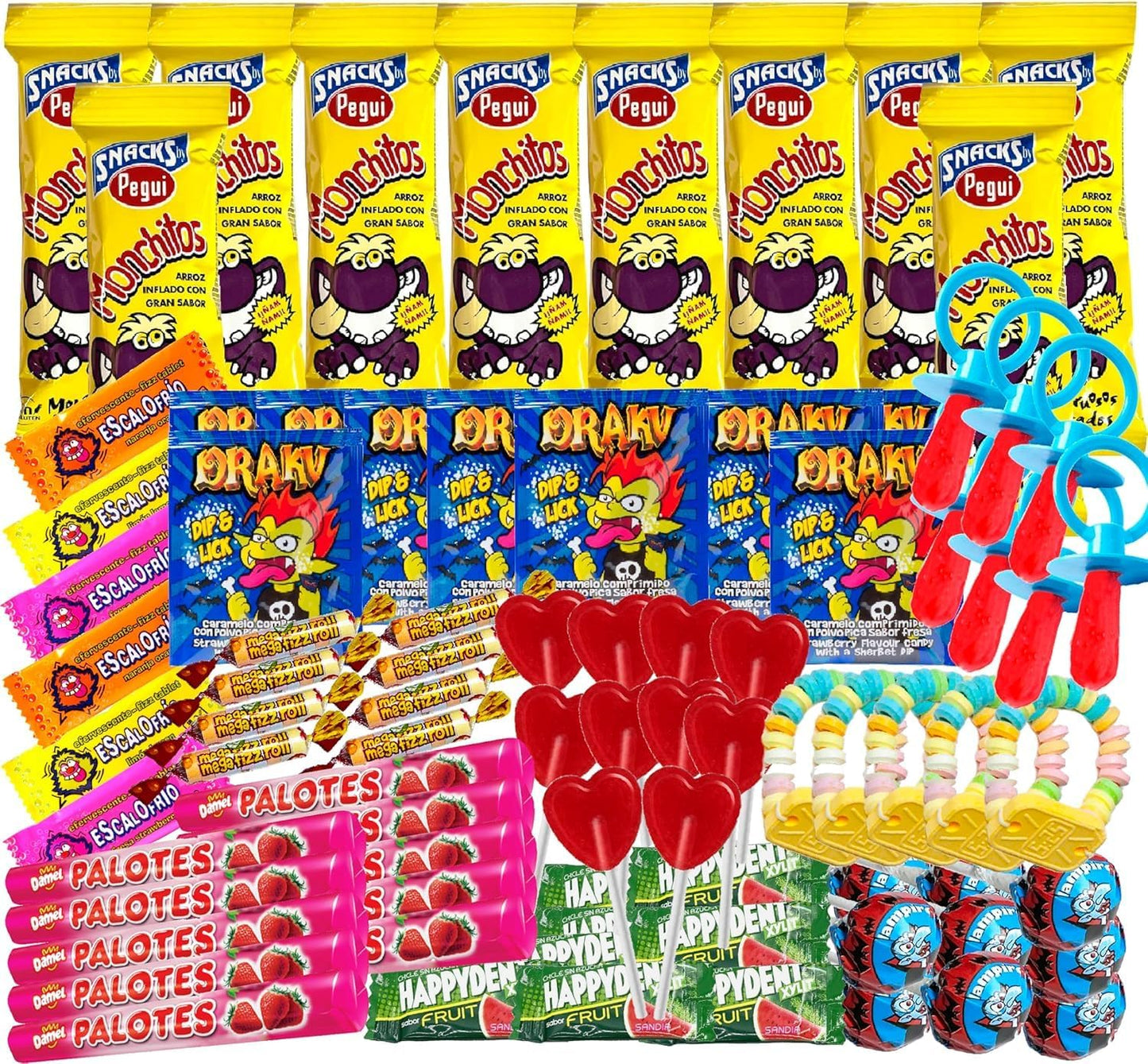 Super Pack Chuches de las Mejores Marcas, Incluye Monchitos, Lacasitos, Palotes, Caramelos para Hallowen, Navidad, Cumplea–os y Fiestas de Ni–as y Ni–os. Caja Regalo WikiMark (Caja de 100)