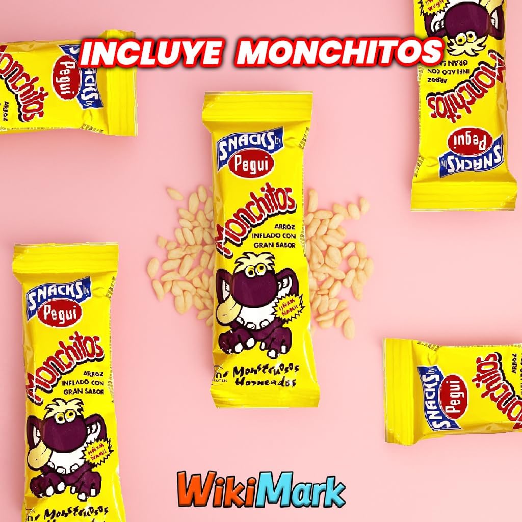 Super Pack Chuches de las Mejores Marcas, Incluye Monchitos, Lacasitos, Palotes, Caramelos para Hallowen, Navidad, Cumplea–os y Fiestas de Ni–as y Ni–os. Caja Regalo WikiMark (Caja de 100)