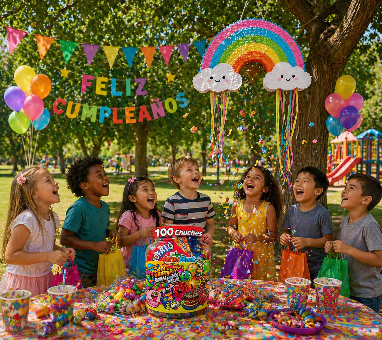 WikiMark - Bote 100 Chuches Surtidas para Cumpleaños y Piñatas | Caramelos Variados Infantiles | Golosinas para Fiestas, Candy Bar y Bolsas de Regalo | Mix Dulces Sin Gluten y Sin Leche