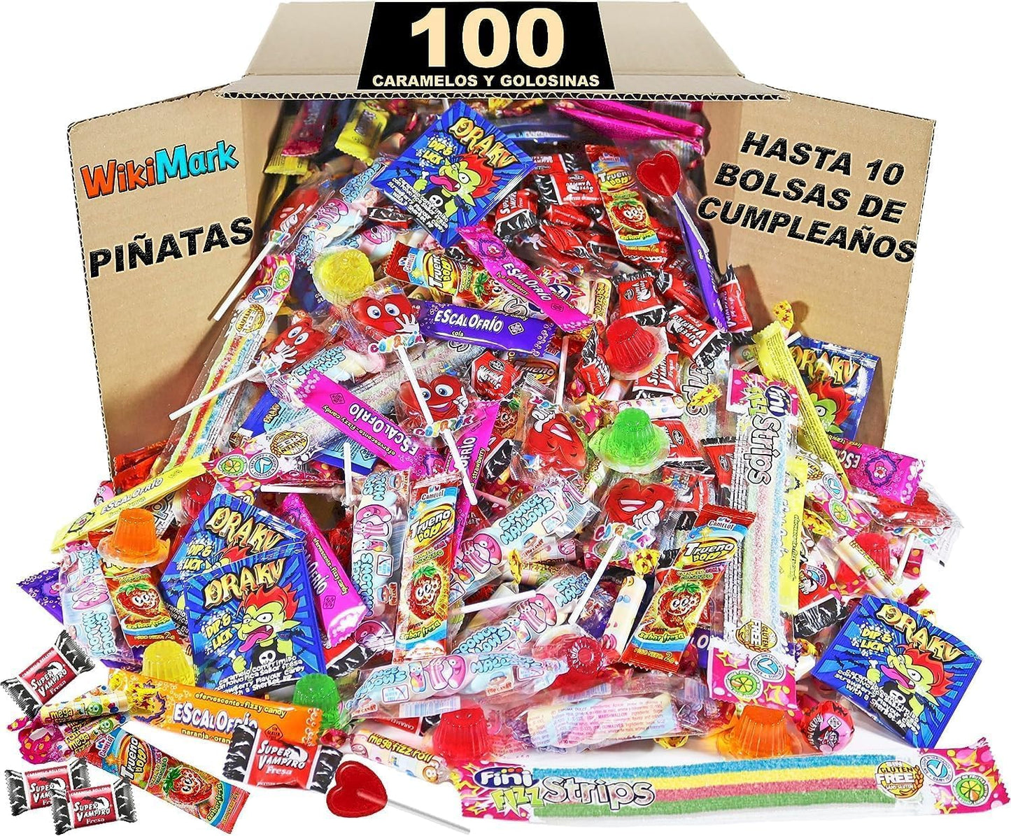 100 Chuches Relleno de Piñata Sin Alérgenos, Golosinas y Caramelos - Para Relleno Bolsas de Cumpleaños, Fiestas, Navidad, Halloween. Sin Gluten y Sin Leche.