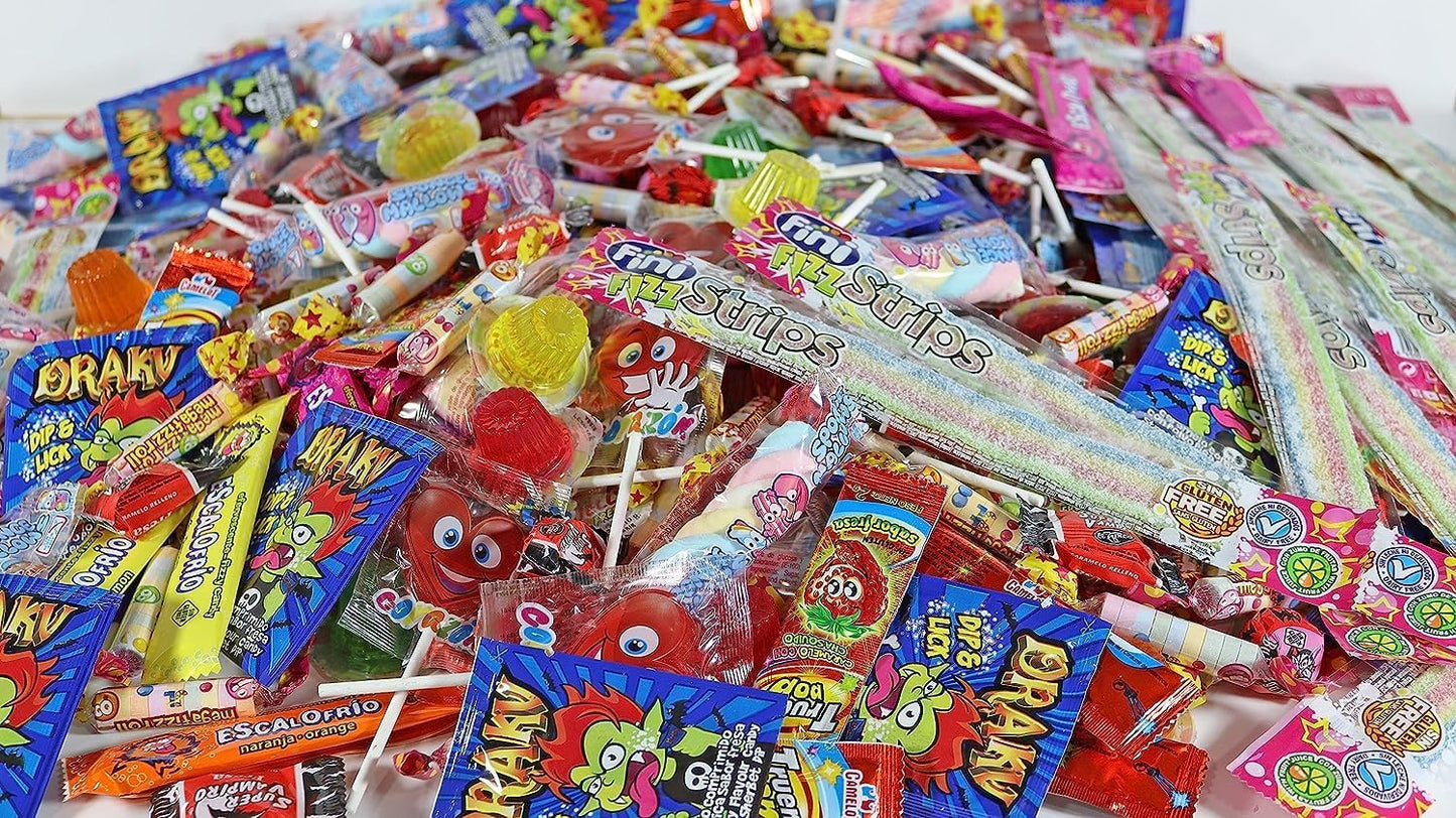 100 Chuches Relleno de Piñata Sin Alérgenos, Golosinas y Caramelos - Para Relleno Bolsas de Cumpleaños, Fiestas, Navidad, Halloween. Sin Gluten y Sin Leche.