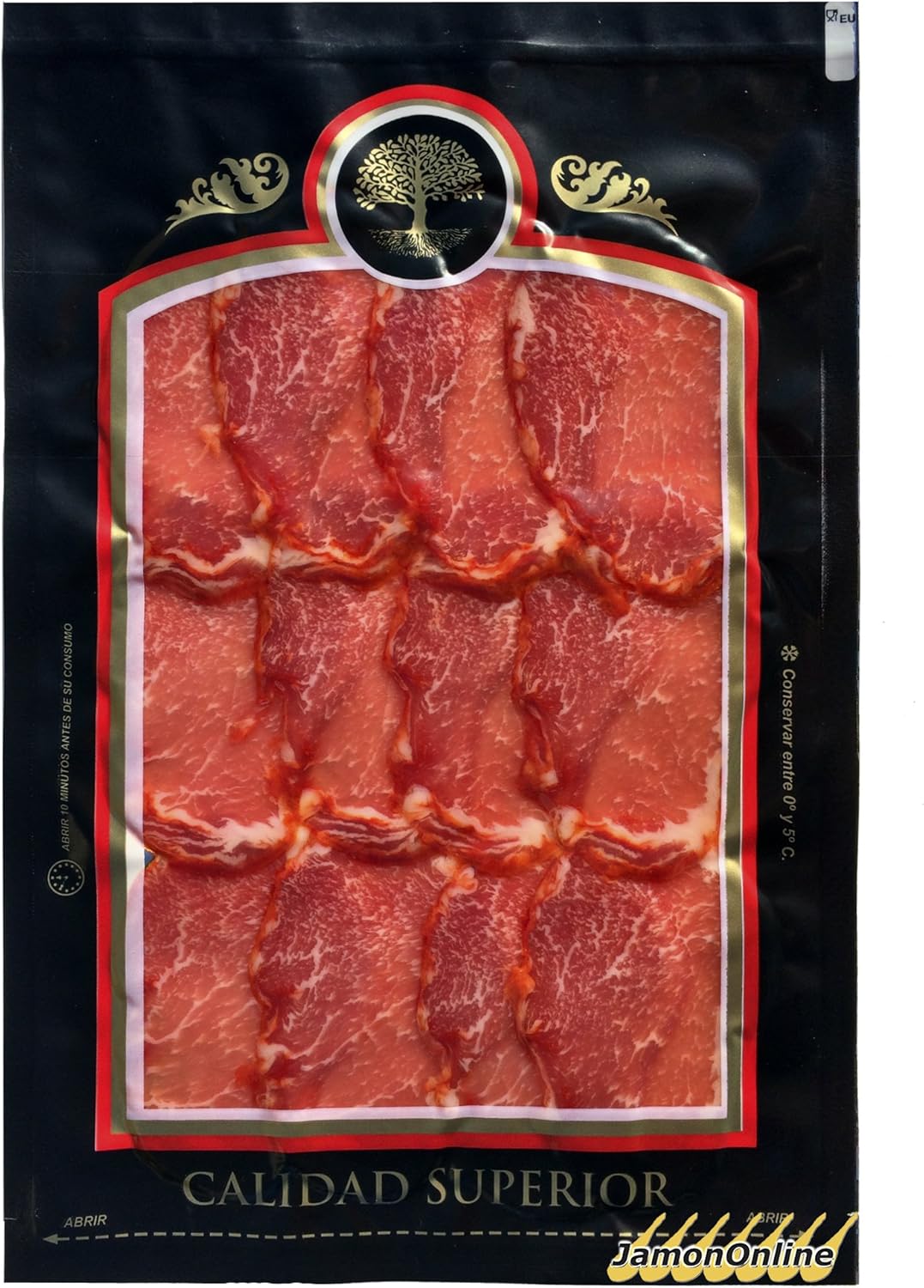 Lote Degustación: Jamón de bellota, Lomo de bellota, Cecina de Vacuno, Chorizo de bellota, Salchichón de bellota, Queso Oveja. (100 g de cada). Recién Cortado el Mismo Día.