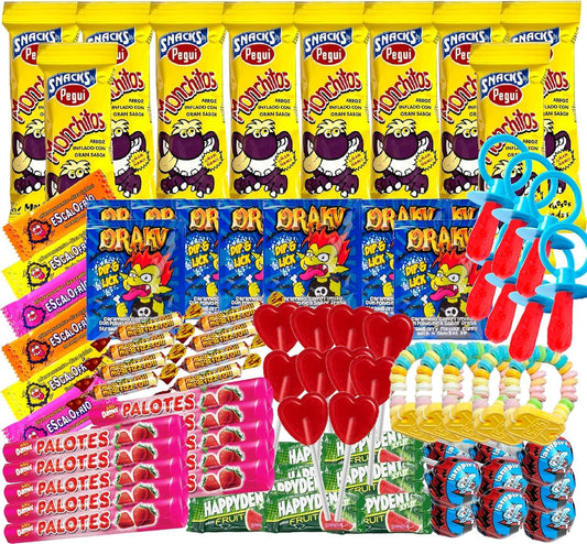 Super Pack Chuches de las Mejores Marcas, Incluye Monchitos, Lacasitos, Palotes, Caramelos para Hallowen, Navidad, Cumplea–os y Fiestas de Ni–as y Ni–os. Caja Regalo WikiMark (Caja de 100)